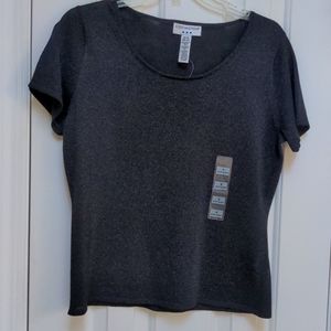 Covington Short sleeve sequin shirt black w/silver